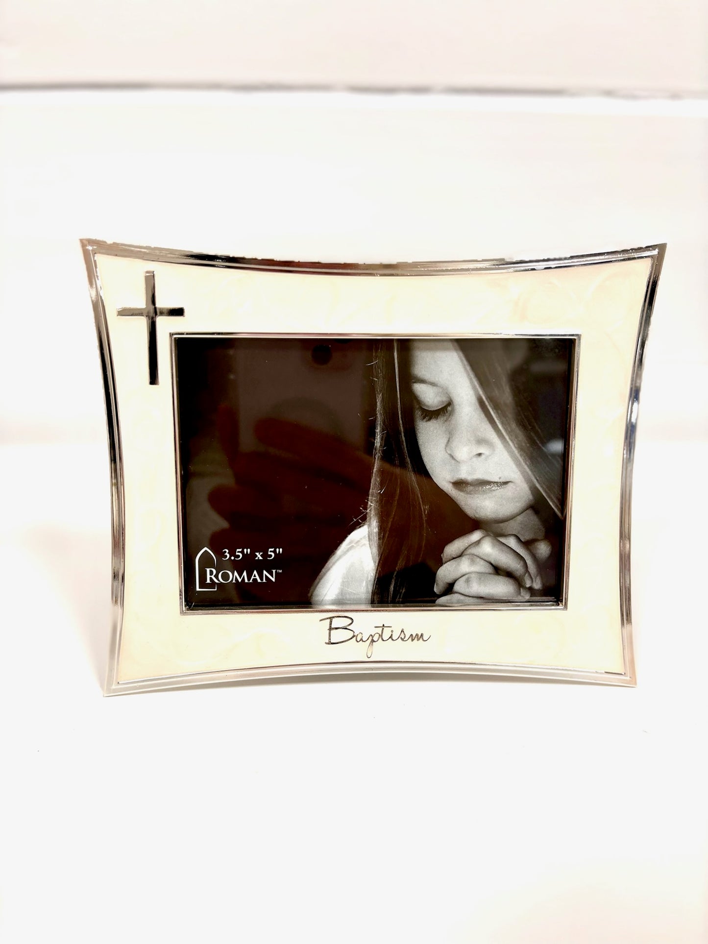 BAPTISM FRAME WITH SILVER CROSS