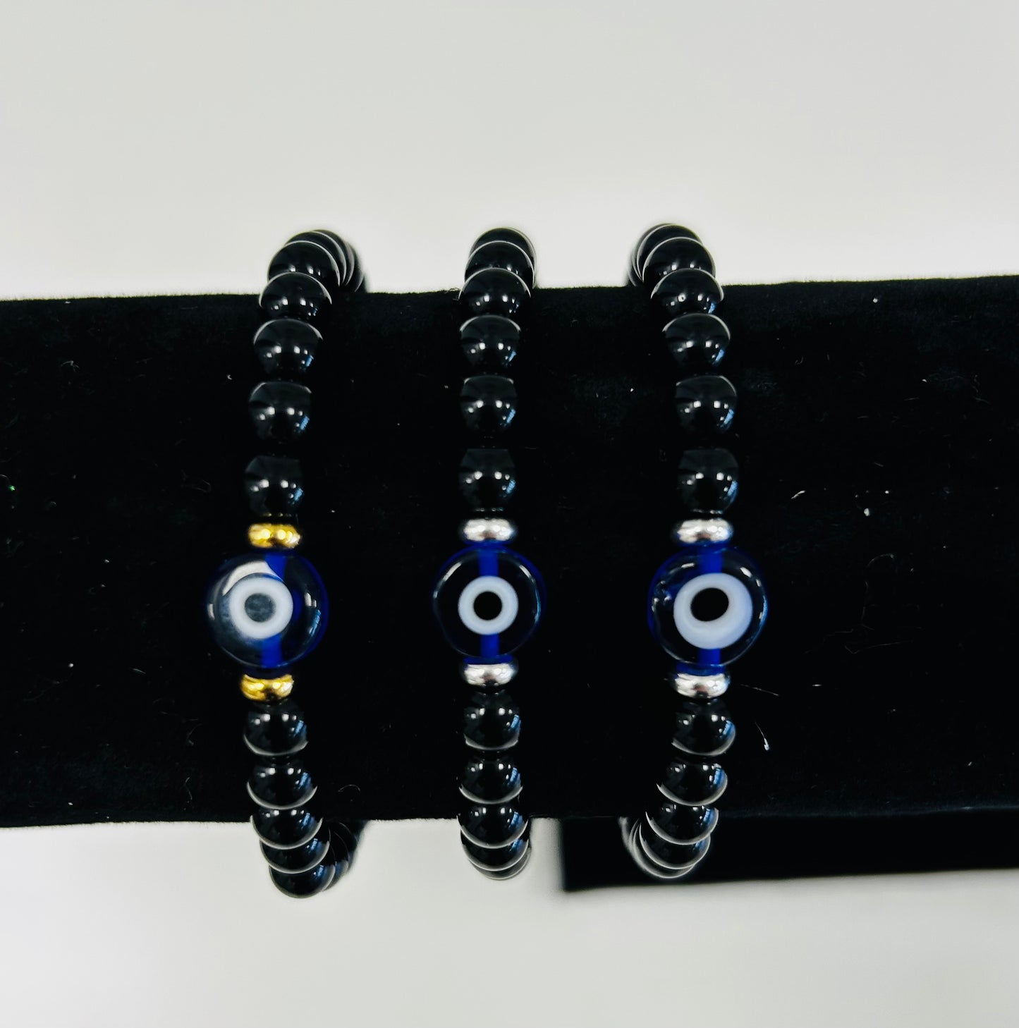 BLACK BEADED EVIL EYE