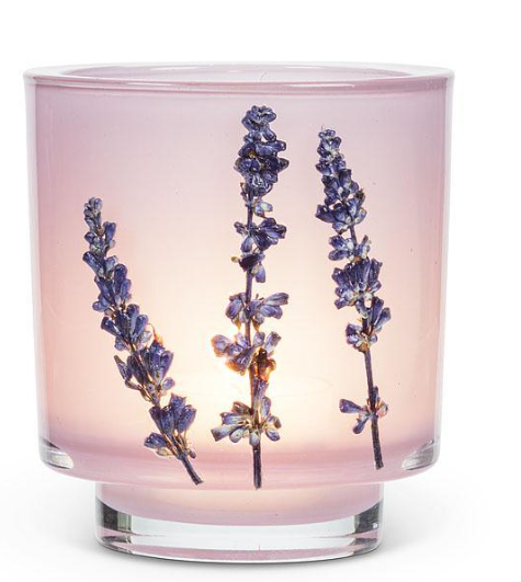 FROSTED VOTIVE W/PRESSED FLOWERS