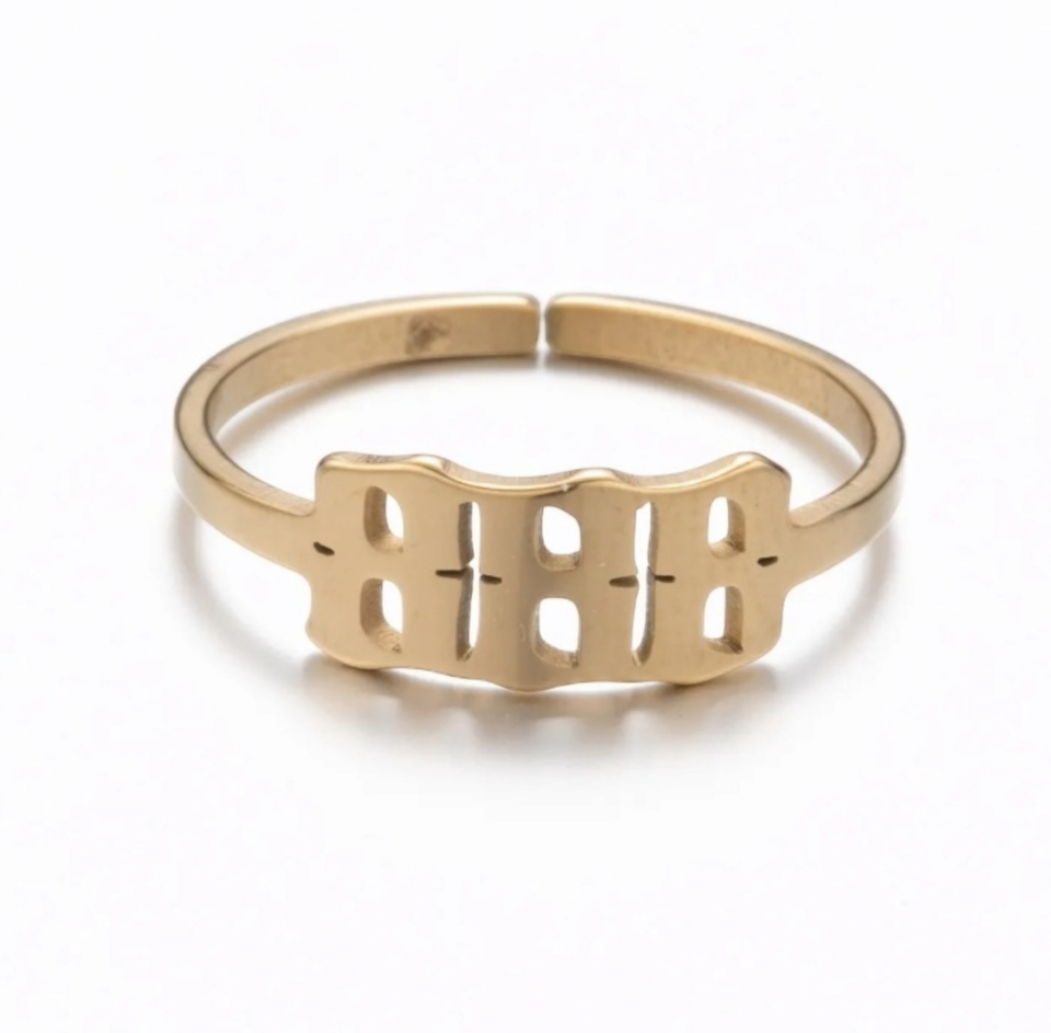 ANGEL NUMBER 888 GOLD RING