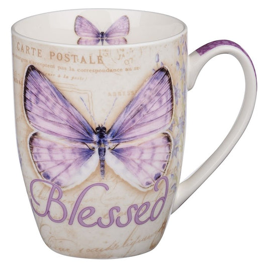 PURPLE BUTTERFLY  MUG - BLESSED