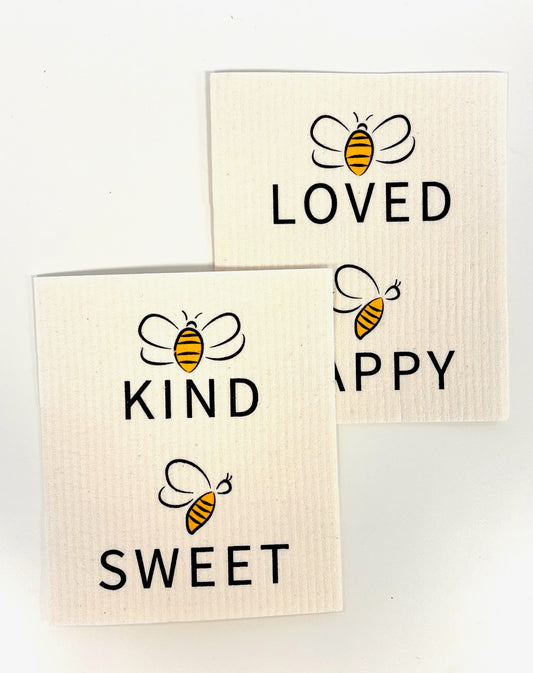 SWEDISH DISHCLOTH - LOVED KIND HAPPY BEE