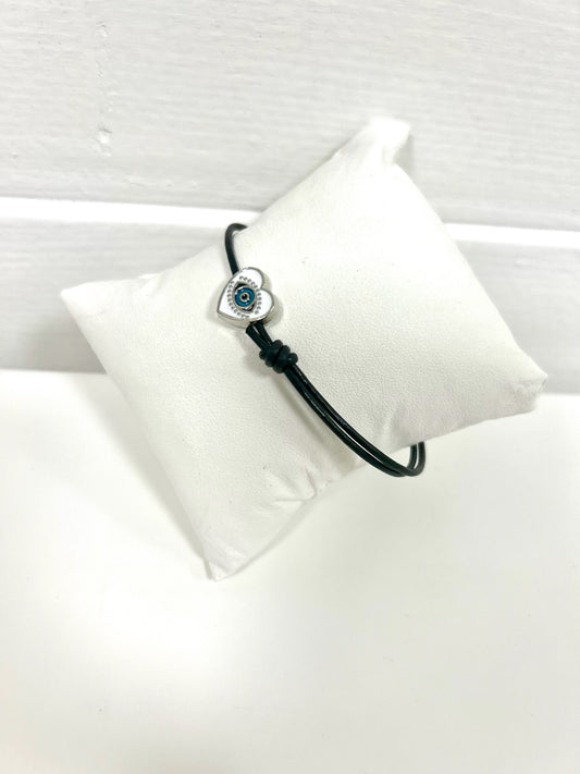 EVIL EYE BRACELET HEART ADJUSTABLE