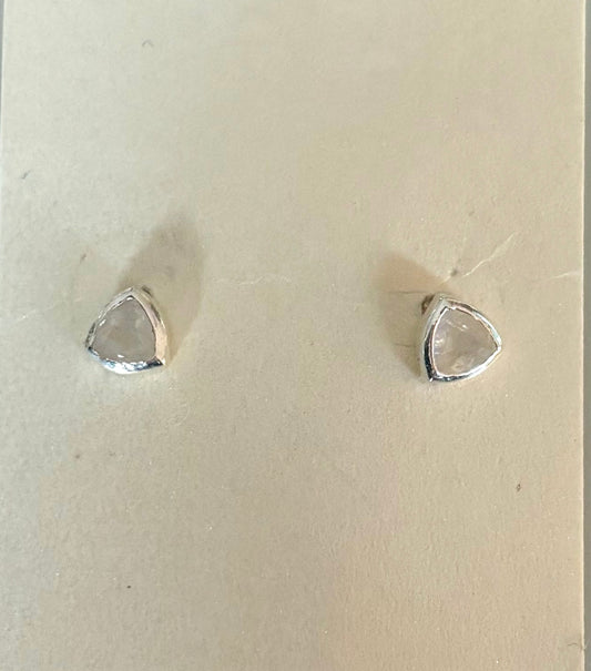 CLEAR QUARTZ STUD EARRINGS