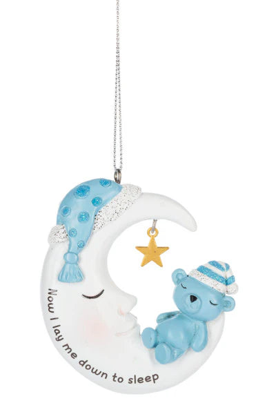 TEDDY BEAR MOON ORNAMENT - PINK