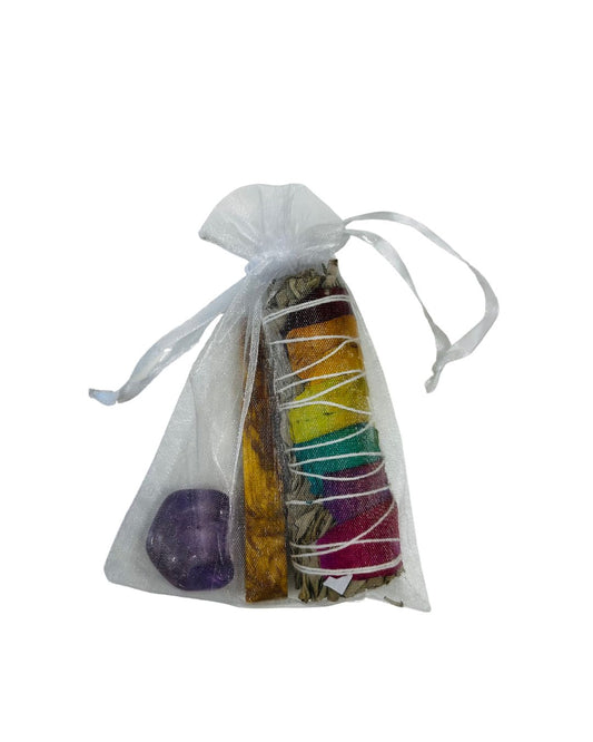 SAGE , PALO SANTO AND AMETHYST CRYSTAL BUNDLE